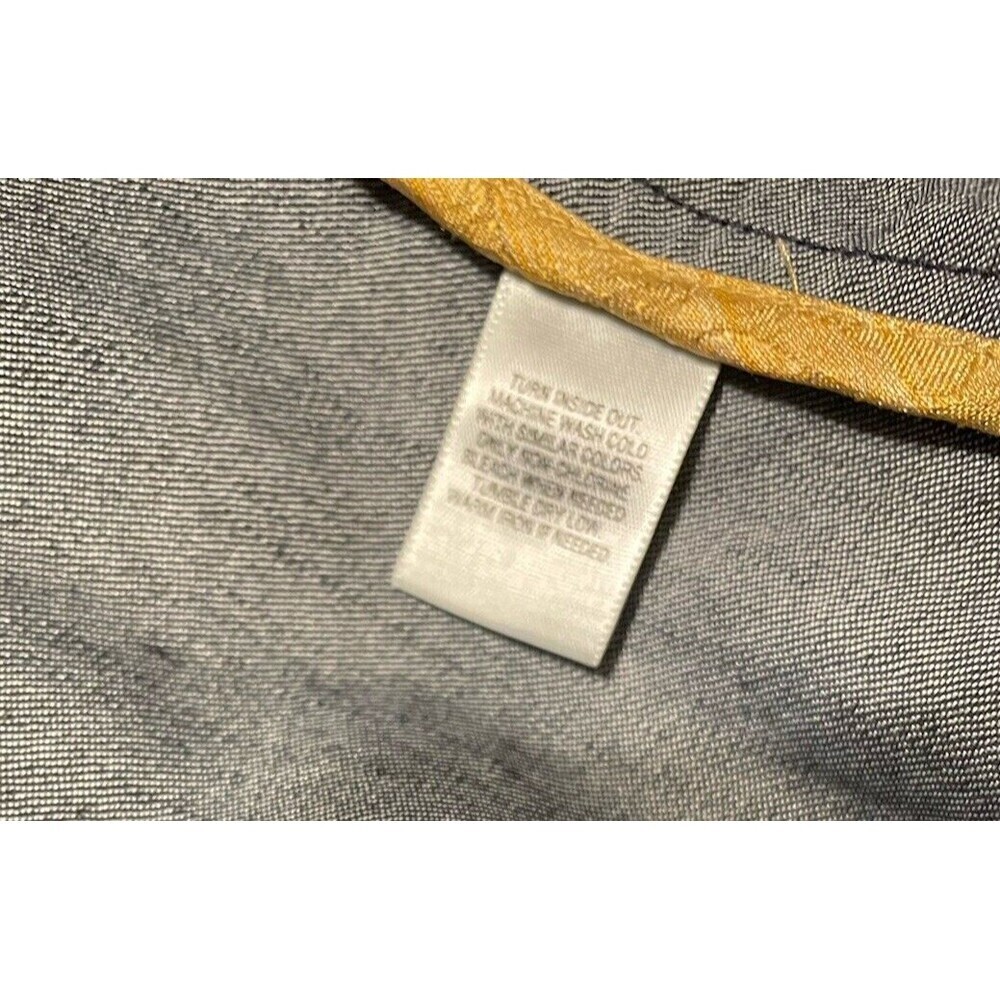 Apostrophe Blue Denim Gold Lined Pocketed Single Button Jacket Coat SZ 16W - Picture 6 of 11